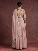 Lilac purple botanical designer women floor length suit