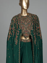 Green mughal floral designer women indo western suit