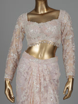 Peach crystal embellished designer women ready to wear saree