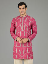 Pink gotta patti zigzag men kurta suit