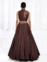 Brown tribal print designer women lehenga choli