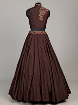Brown tribal print designer women lehenga choli