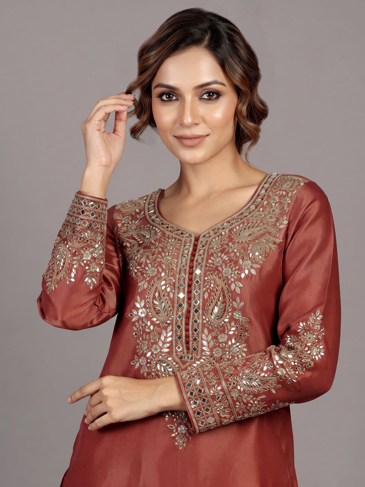 Rust onion pink regal women salwar suit