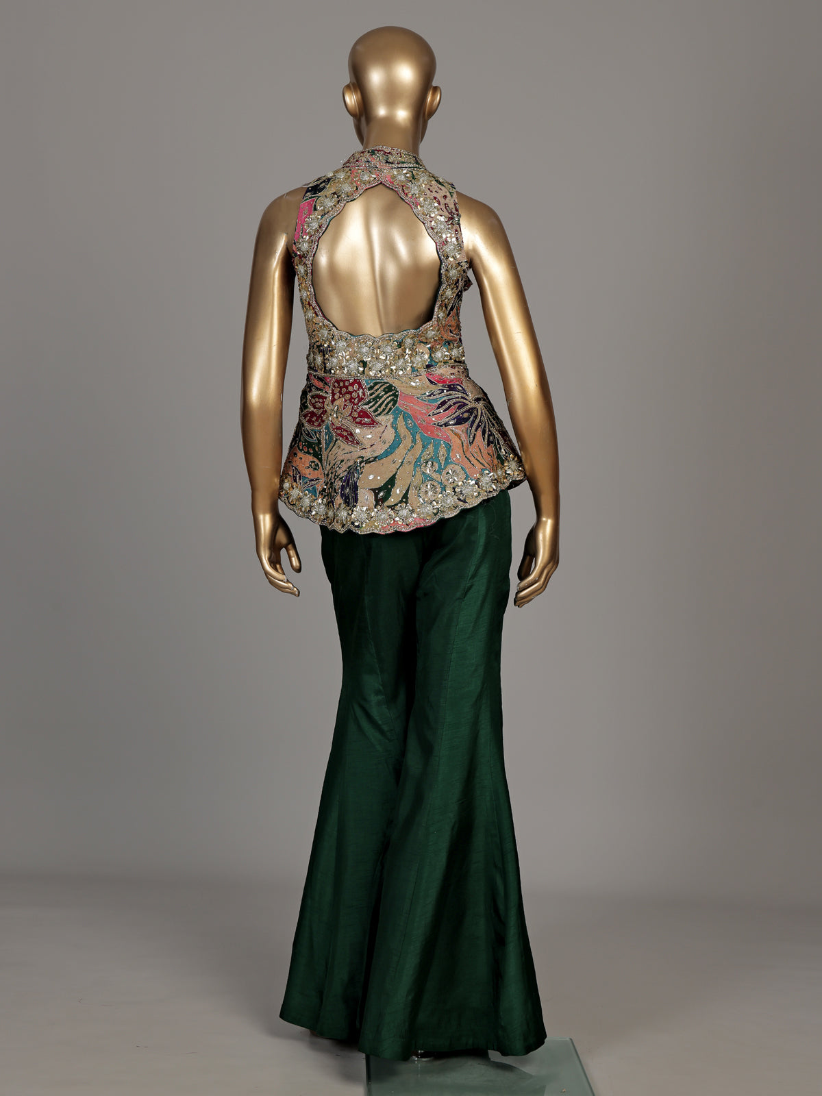 Green persian floral premium women sharara suit