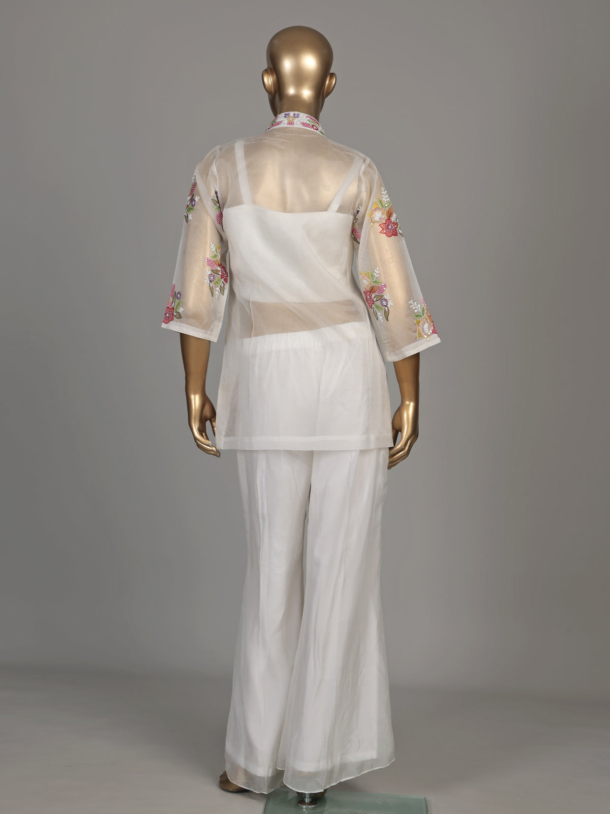 White botanical garden luxury women palazzo suit