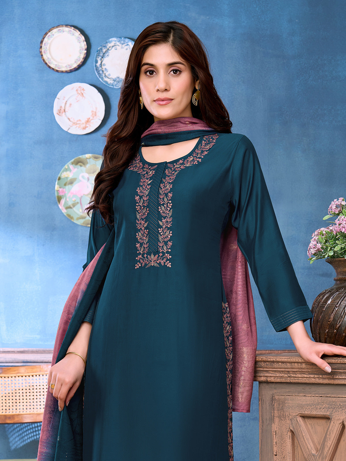 Rama green sequin charm women pant suit