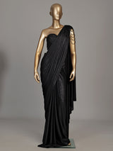 Black crystal drape designer women ready to wear saree