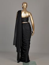 Black crystal drape designer women ready to wear saree