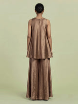 Brown floral satin silk women palazzo suit