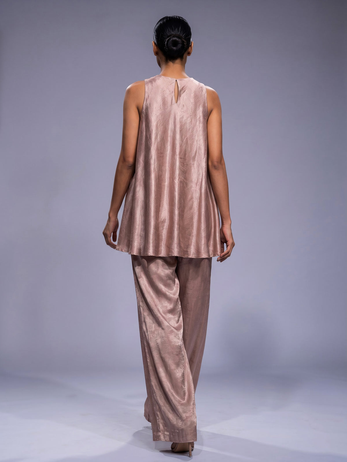 Pink botanical applique designer women palazzo suit