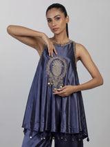 Blue mughal medallion premium women palazzo suit