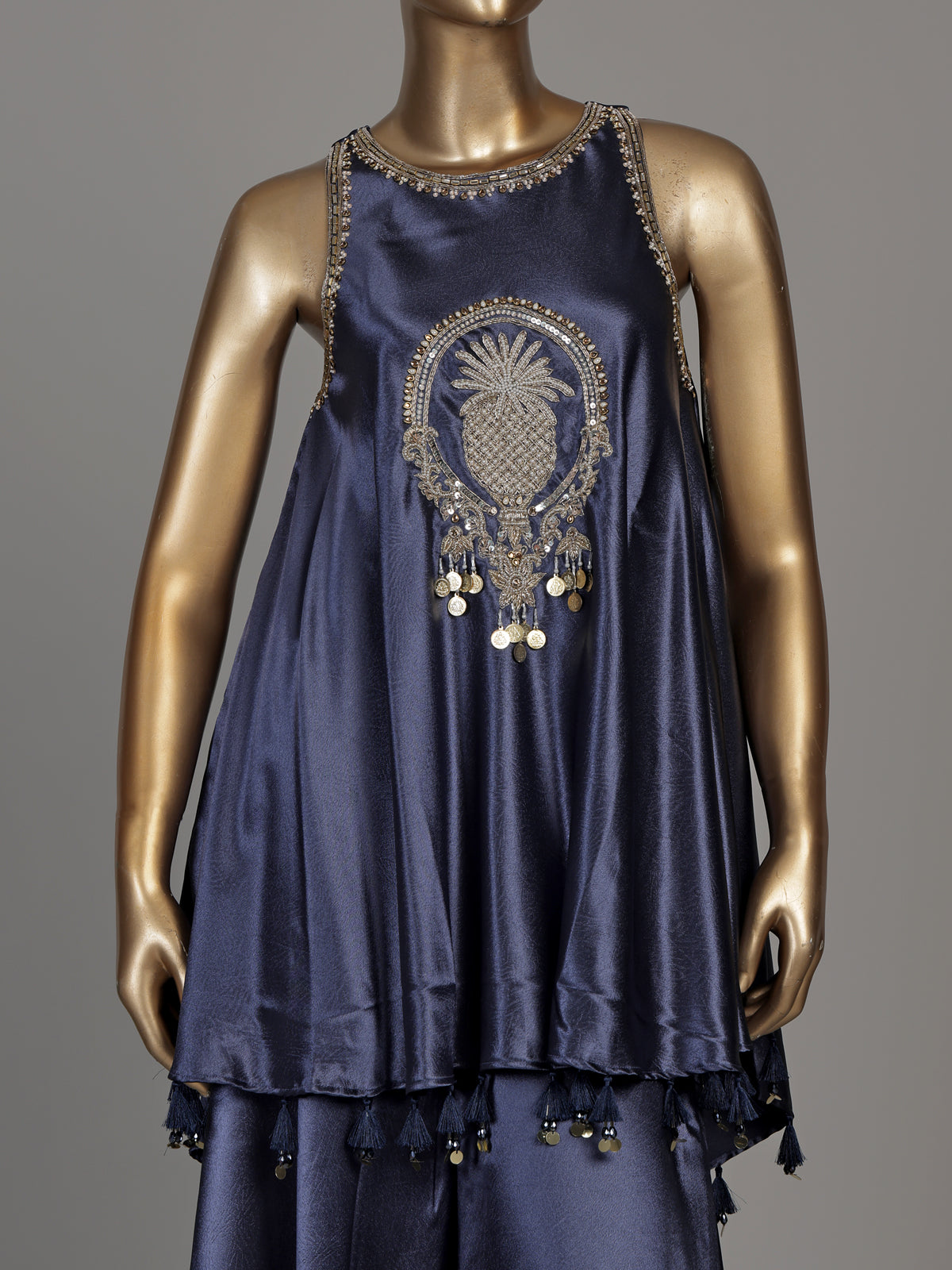 Blue mughal medallion premium women palazzo suit
