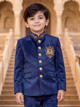 Navy blue imperial medallion boys jodhpuri suit