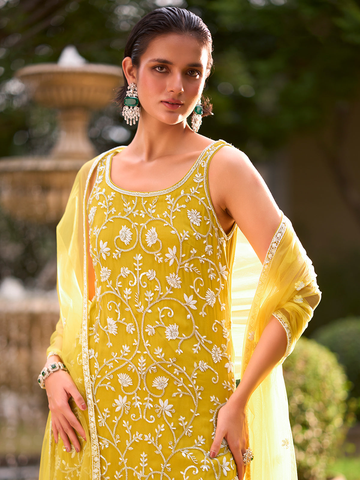 Yellow acanthus garden women sharara suit