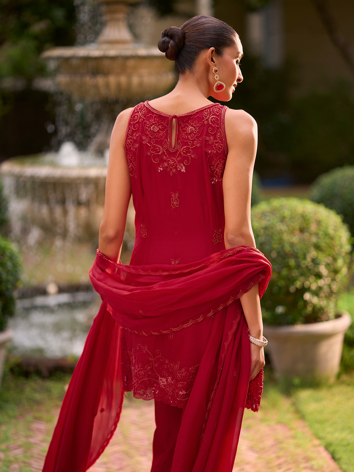 Red ivy blossom women sharara suit