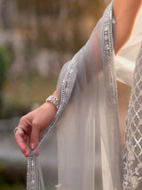 Grey crystal lattice women sharara suit