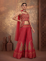 Rani pink bandhani printed women sharara suit