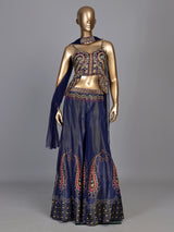 Blue bandhani printed women sharara suit