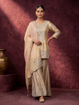 Gold ornamental women sharara suit