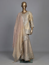 Gold ornamental women sharara suit