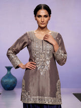 Beige mirrorwork festive women salwar suit