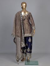 Beige mirrorwork festive women salwar suit