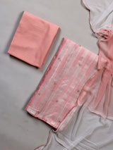 Pink white crochet lace women pant suit