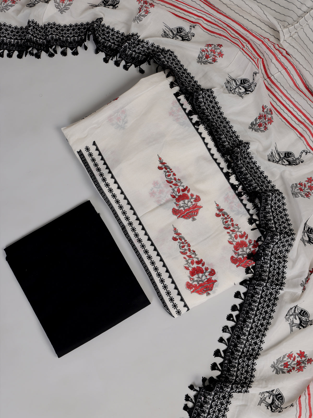 White vase motif leheriya women pant suit