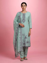 Sky blue diamond rosette women pant suit
