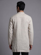 Natural beige linen short kurta