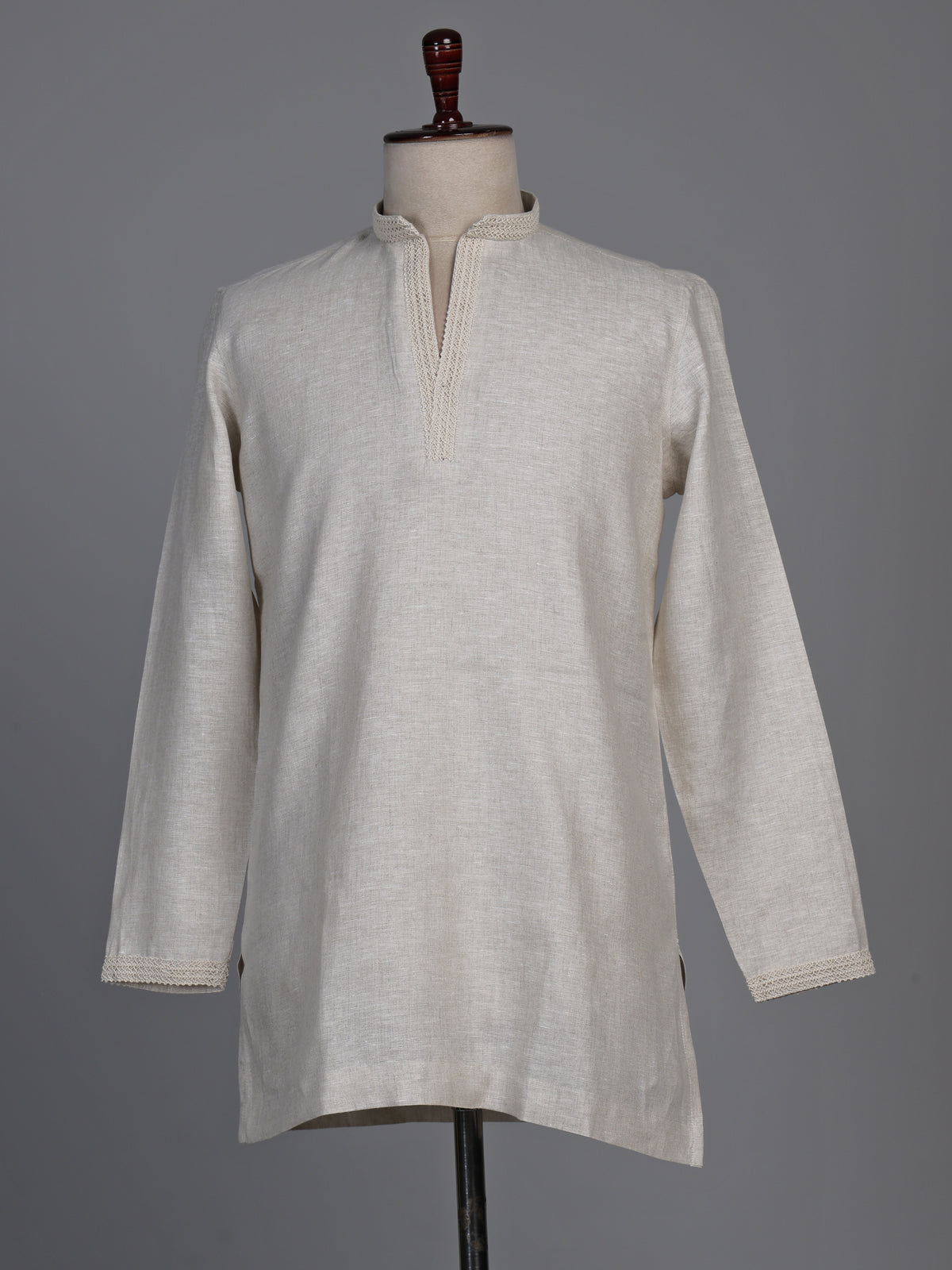 Natural beige linen short kurta