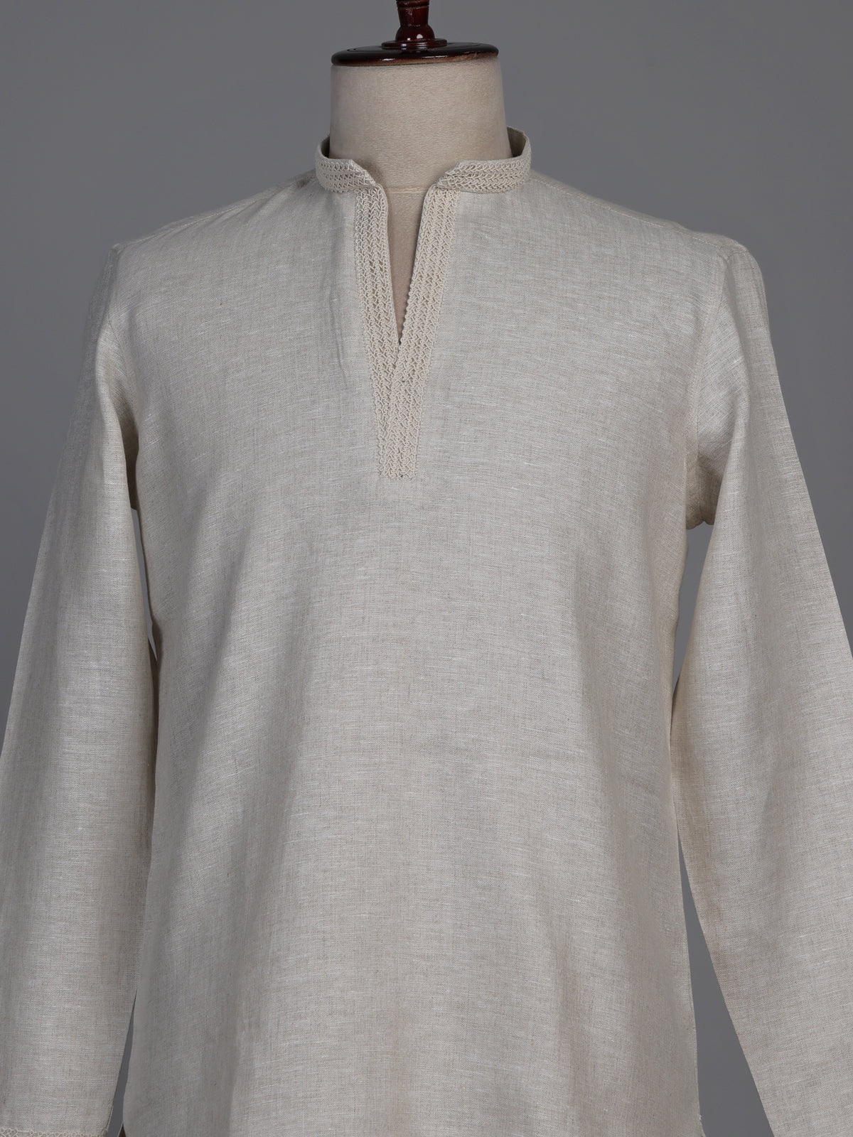 Natural beige linen short kurta