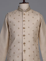 Antique beige zardosi embroidered bandhgala waistcoat set