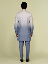 Slate blue ombre embellished waistcoat set