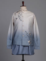 Slate blue ombre embellished waistcoat set