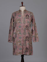 Rose pink silk kurta suit with mughal architectural thread work