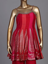 Rani pink chanderi silk anarkali suit with zardosi embellished palazzo