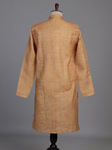 Mustard yellow textured cotton kurta suit
