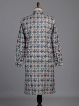 Cream kurta suit with multicolour persian architectural mosaic print