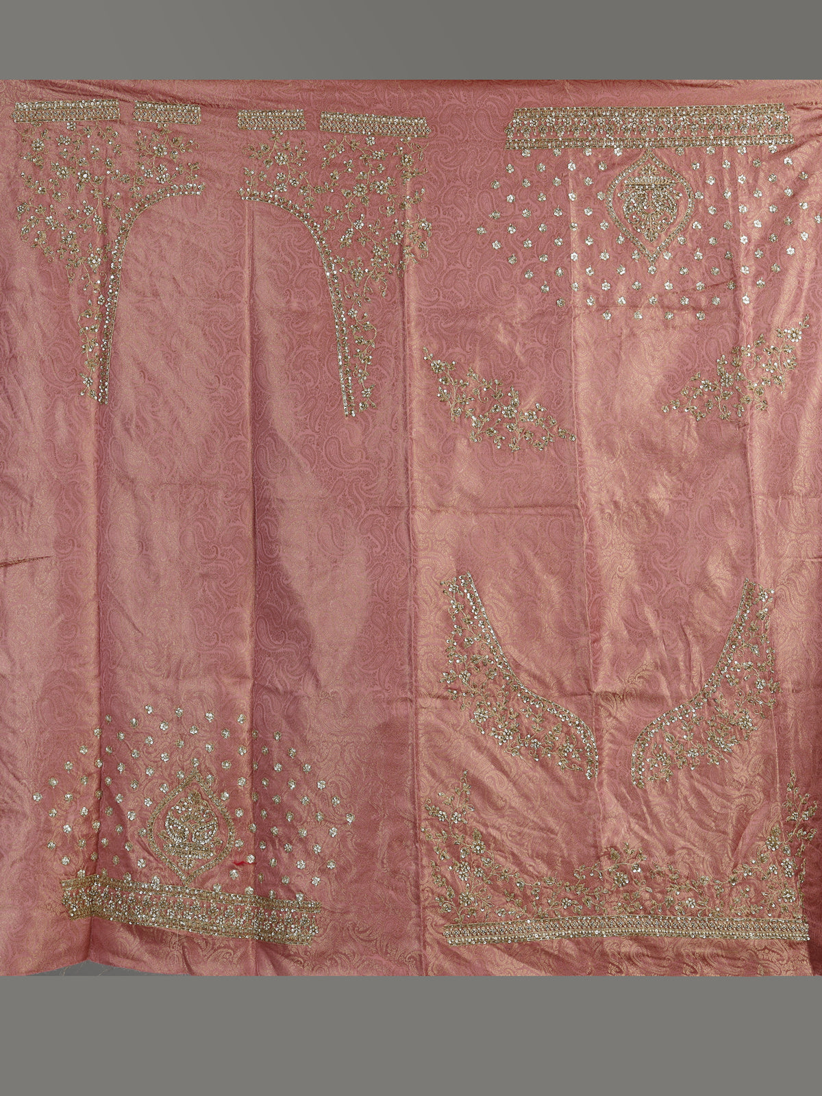 Pastel pink silk unstitched lehenga choli with resham embellishments