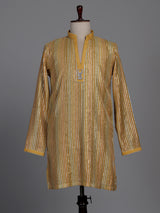 Marigold yellow kurta suit with silver gota patti pinstripes