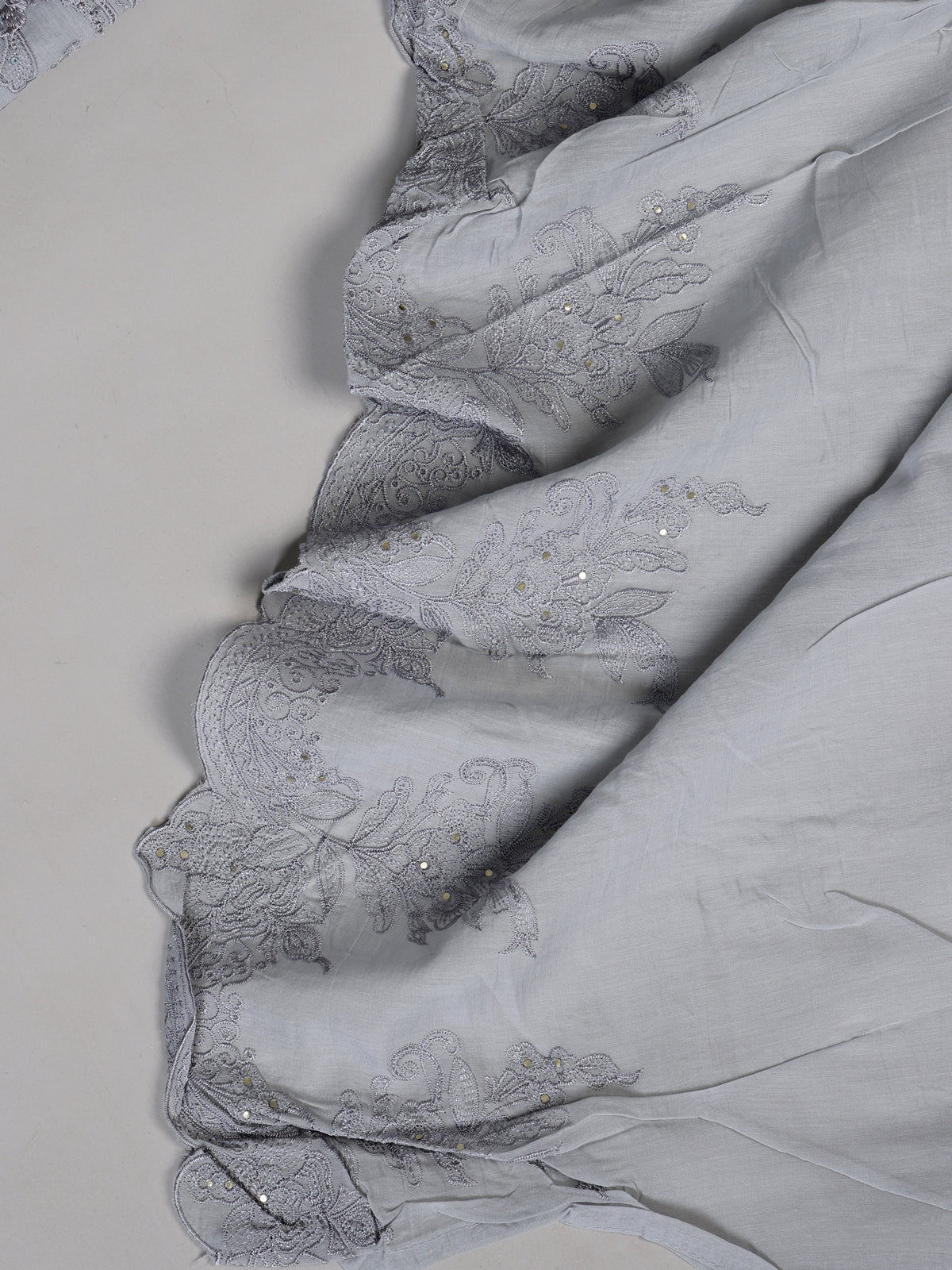 Grey mirrorwork botanical jaal women pant suit