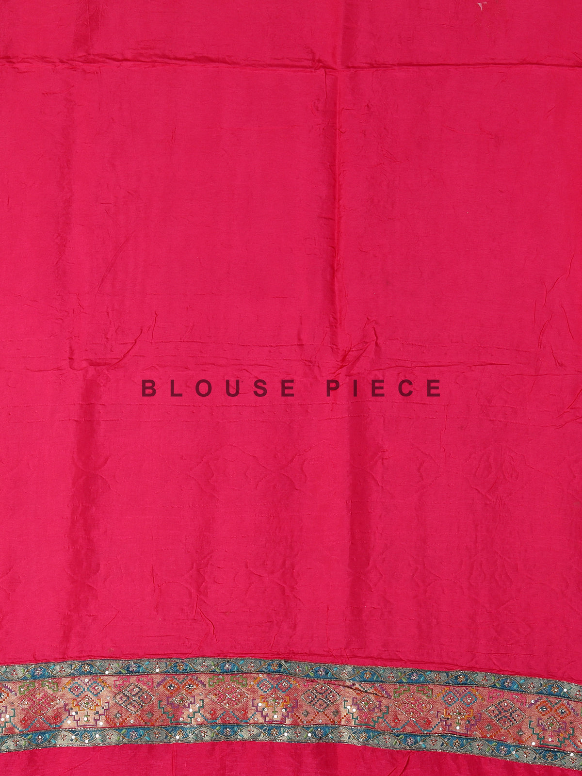 Deep rani pink modal satin saree with colourful motifs and embellishments