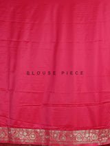 Rani pink tissue silk saree with ornate mirror and zardosi embellishments