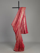 Rani pink tissue silk saree with ornate mirror and zardosi embellishments