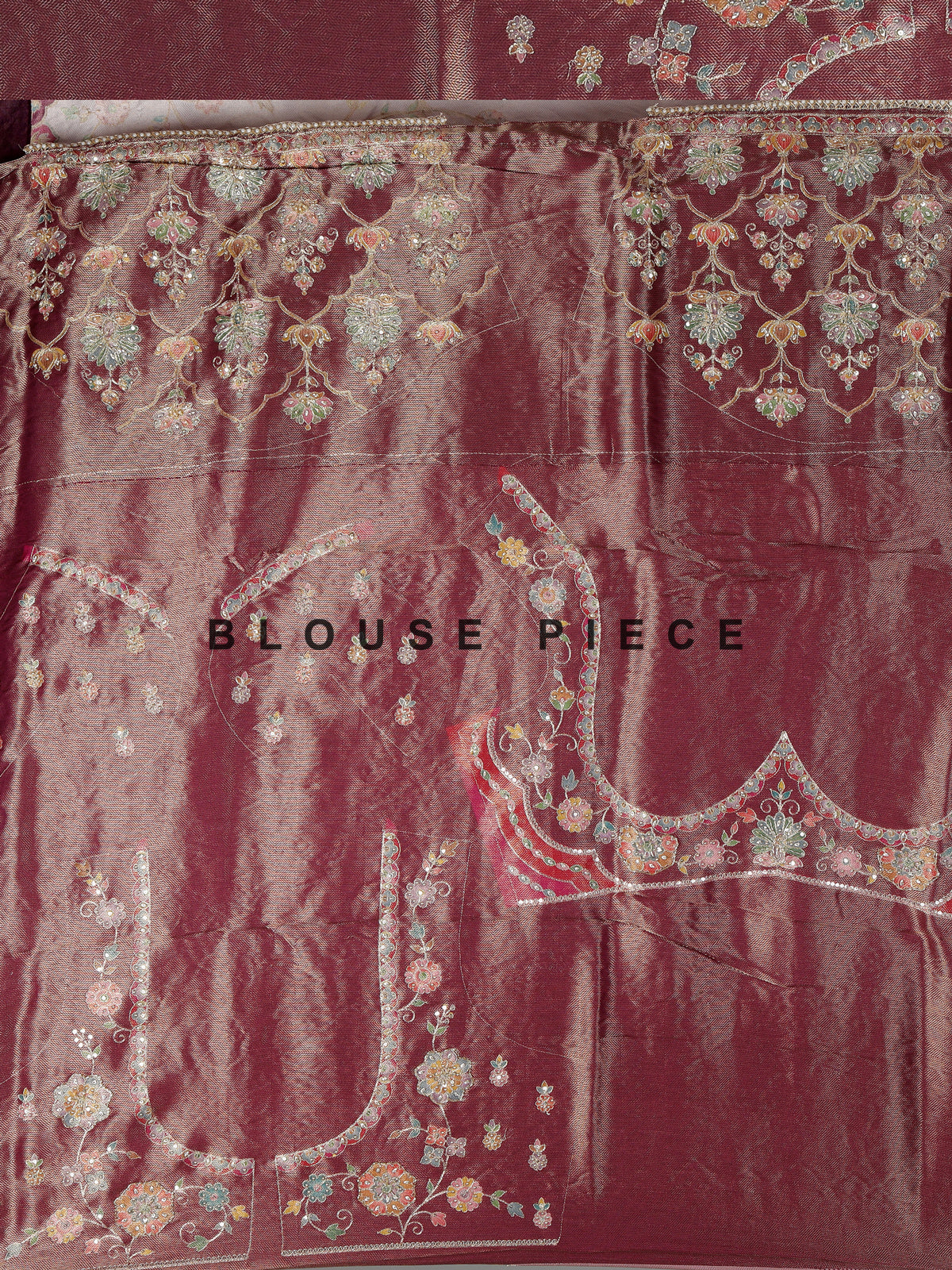 Lavender purple pashmina saree with floral embroidery and pearl detailing