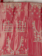 Cream pojisan silk saree with floral motifs and ornate zardosi embroidery