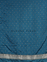Teal blue semi silk saree with artistic animal and bird motifs