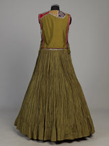 Mehendi green silk lehenga choli set with intricate festive embellishments