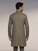 Sage green cotton chinese collar kurta for mens